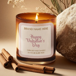 Happy Valentine's Day Custom Candle Labels Quadratischer Aufkleber