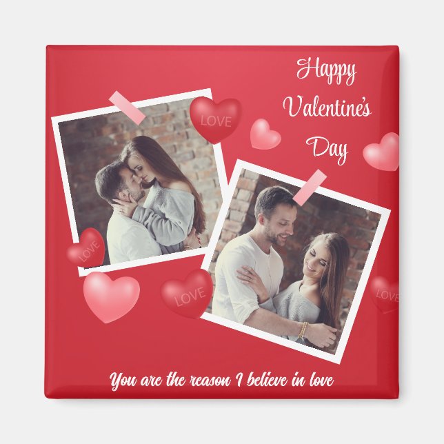 Happy Valentine's Day Custom Foto and Text Magnet (Vorne)