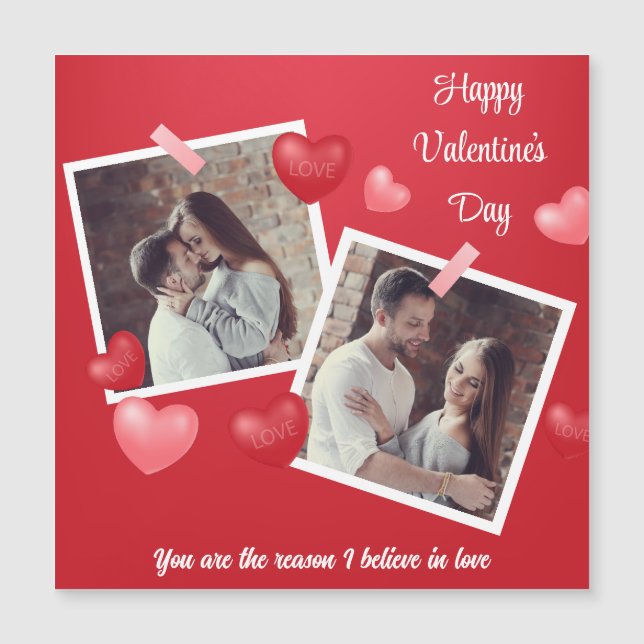 Happy Valentine's Day Custom Foto and Text Magnetkarte (Vorderseite)