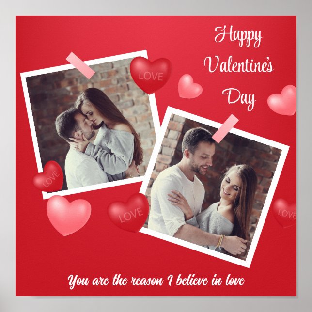 Happy Valentine's Day Custom Foto and Text Poster (Vorne)