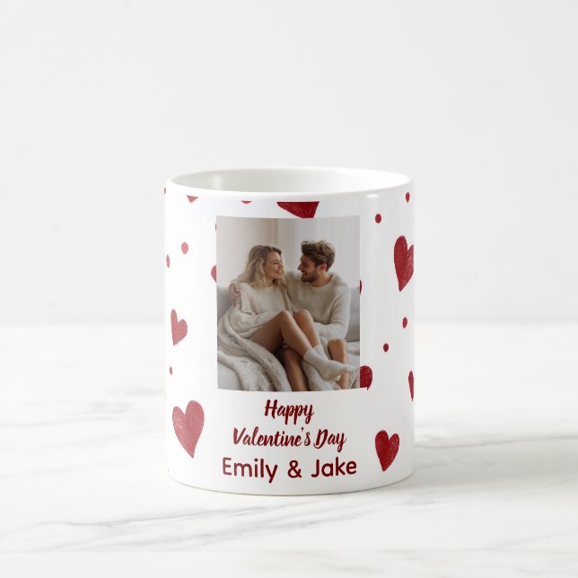 Happy Valentine's Day Custom Photo Mug Verwandlungstasse (Mittel)