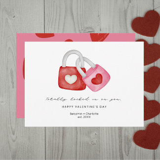 Happy Valentine's Day Cute Fun Locks Hearts Custom Feiertagskarte