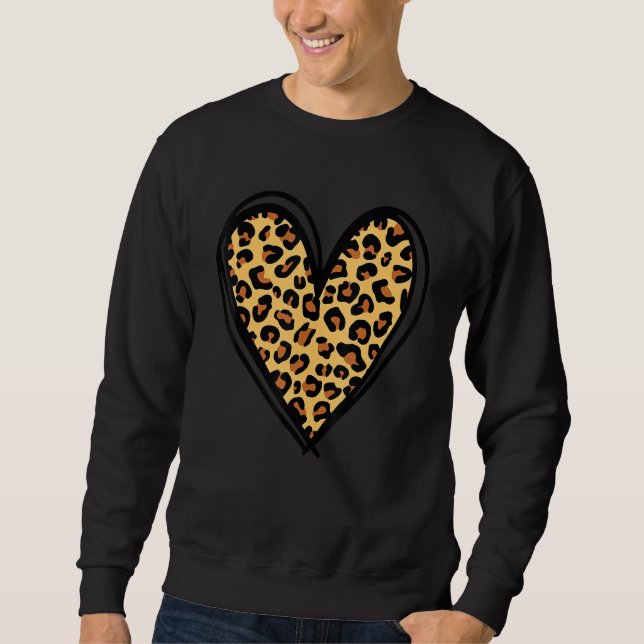 Happy Valentine's Day Cute Hearts Leopard Couple M Sweatshirt (Vorderseite)
