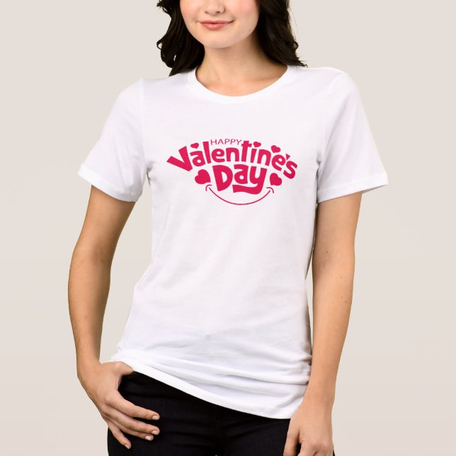 Happy Valentine's day cute red heart  Tri-Blend Shirt (Vorderseite)