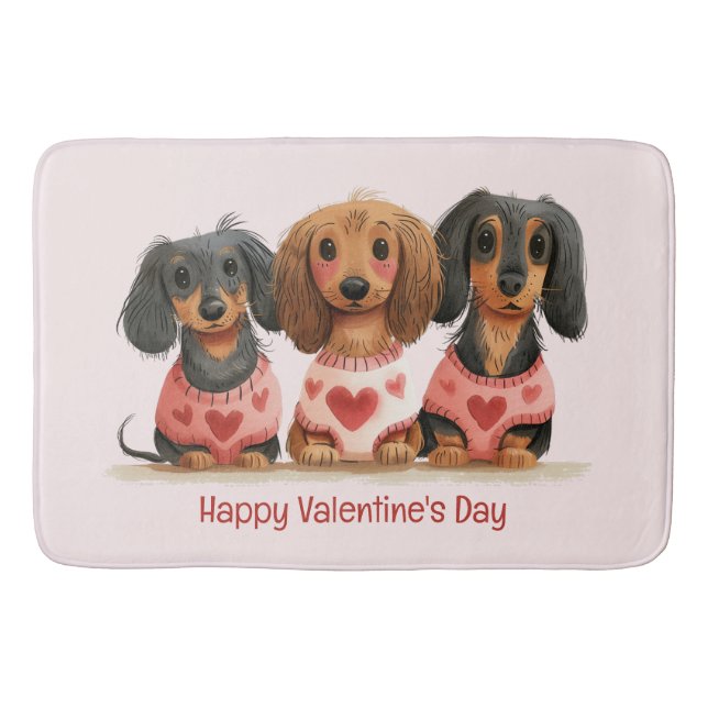 Happy Valentines Day Dackel Hunde Badematte (Vorderseite)
