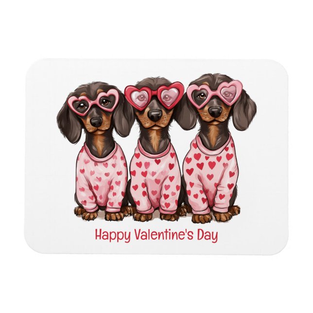 Happy Valentines Day Dackel Hunde Magnet (Horizontal)