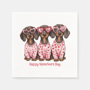 Happy Valentines Day Dackel Hunde Serviette
