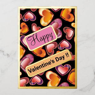 Happy Valentine's Day Dazzling Popping Gem Hearts Folien Feiertagskarte