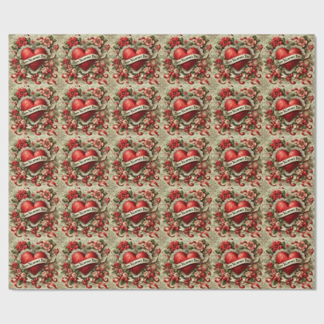 Happy Valentine's Day decorative illustration Geschenkpapier (Flach)