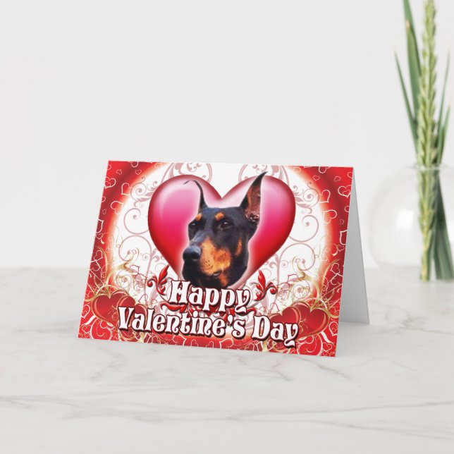 Happy Valentines Day Doberman Feiertagskarte (Vorderseite)