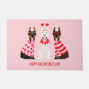 Happy Valentines Day Dobermann Hunde Fußmatte