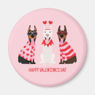 Happy Valentines Day Dobermann Hunde Magnet