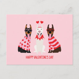 Happy Valentines Day Dobermann Hunde Postkarte