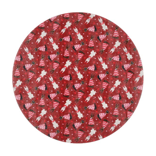 Happy Valentines Day Dobermann Hunde Schneidebrett (Vorderseite)