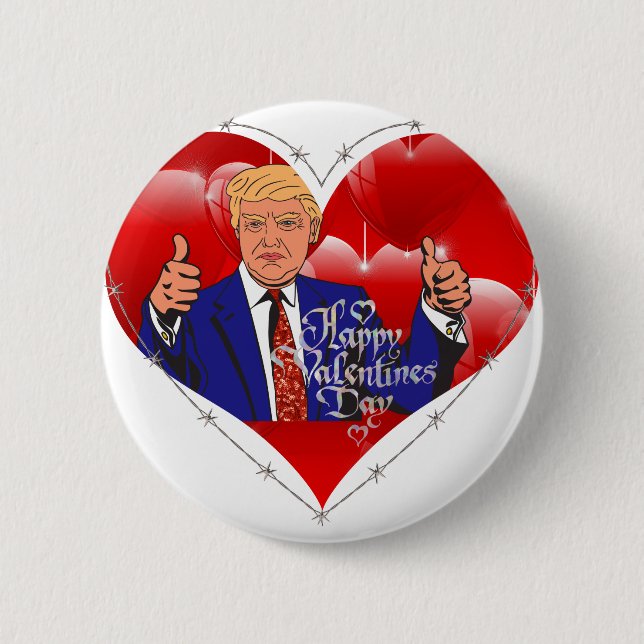 Happy Valentines Day Donald Trump Button (Vorderseite)
