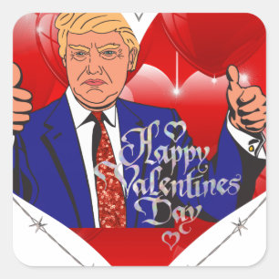 Happy Valentines Day Donald Trump Quadratischer Aufkleber
