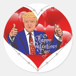 Happy Valentines Day Donald Trump Runder Aufkleber
