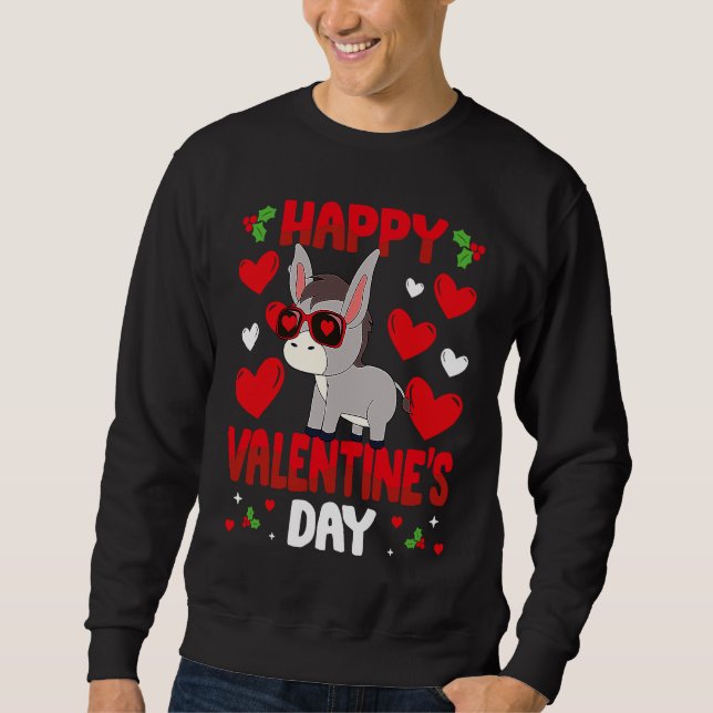 Happy Valentines Day Donkey Heart Love Animal Sweatshirt (Vorderseite)