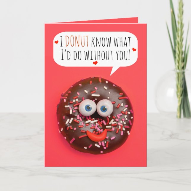 Happy Valentine's Day Donut Spaß Feiertagskarte (Vorderseite)