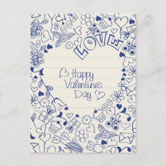 Happy Valentine's Day Doodles! Feiertagspostkarte