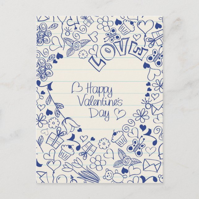 Happy Valentine's Day Doodles! Feiertagspostkarte (Vorderseite)