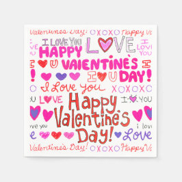 Happy Valentine's Day Doodles Muster Serviette