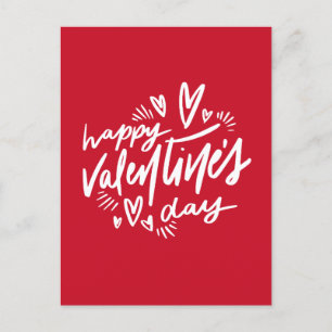 Happy Valentine's Day Drehbuch Rot und Weiß Postkarte