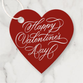 Happy Valentines Day Elegant Calligraphy Red Heart Geschenkanhänger