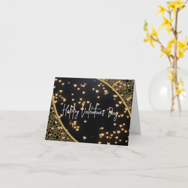 Happy Valentine's Day - Elegante Gold Farbe Detail Karte (Gelbe Blume)