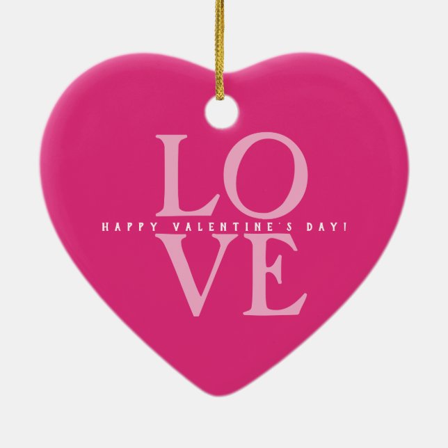 Happy Valentine's Day Elegante Liebe Romantisches  Keramik Ornament (Hinten)