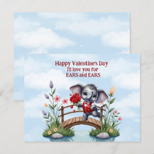 Happy Valentine's Day Elephant Ohren und Ohren Feiertagspostkarte