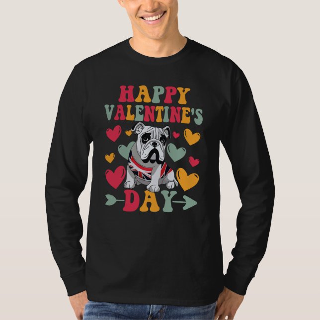 Happy Valentines Day English Bulldog Heart Love Gr T-Shirt (Vorderseite)