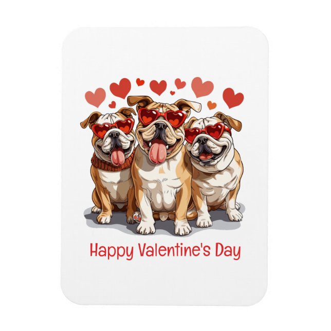 Happy Valentines Day English Bulldog Magnet (Vertikal)