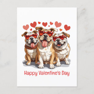 Happy Valentines Day English Bulldog Postkarte