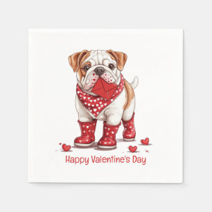 Happy Valentines Day English Bulldog Serviette
