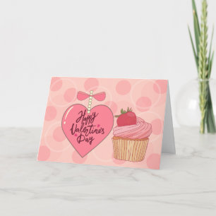 Happy Valentine's Day Erdbeere Cupcake Karte