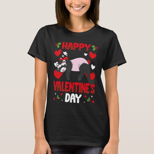 Happy Valentines Day Ferrets Heart Love Animal T-Shirt (Vorderseite)