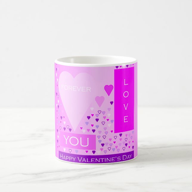 Happy Valentine's Day Forever Love Hört rosa Kaffeetasse (Mittel)