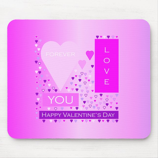 Happy Valentine's Day Forever Love Hört rosa Mousepad (Vorne)