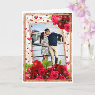 Happy Valentine's Day Foto Romantic Hearts Rose Karte