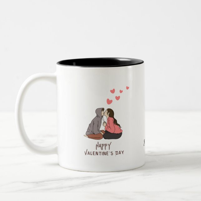 Happy Valentine's Day Foto Zweifarbige Tasse (Links)