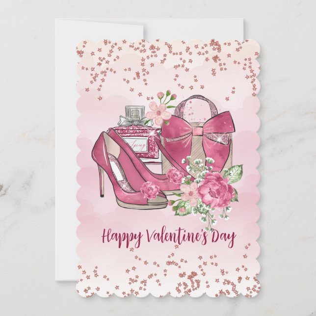 Happy Valentine's Day Frauen Designs Feiertagskarte (Vorderseite)