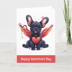 Happy Valentines Day French Bulldog Cupid Feiertagskarte