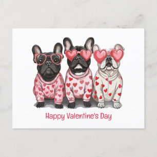 Happy Valentines Day French Bulldog Feiertagspostkarte