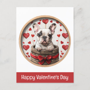 Happy Valentines Day French Bulldog Postkarte