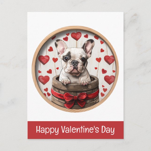 Happy Valentines Day French Bulldog Postkarte (Vorderseite)