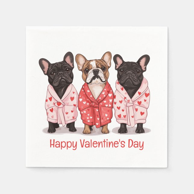 Happy Valentines Day French Bulldog Serviette (Vorderseite)