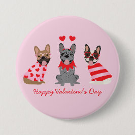 Happy Valentines Day French Bulldogs Button