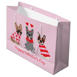 Happy Valentines Day French Bulldogs Große Geschenktüte