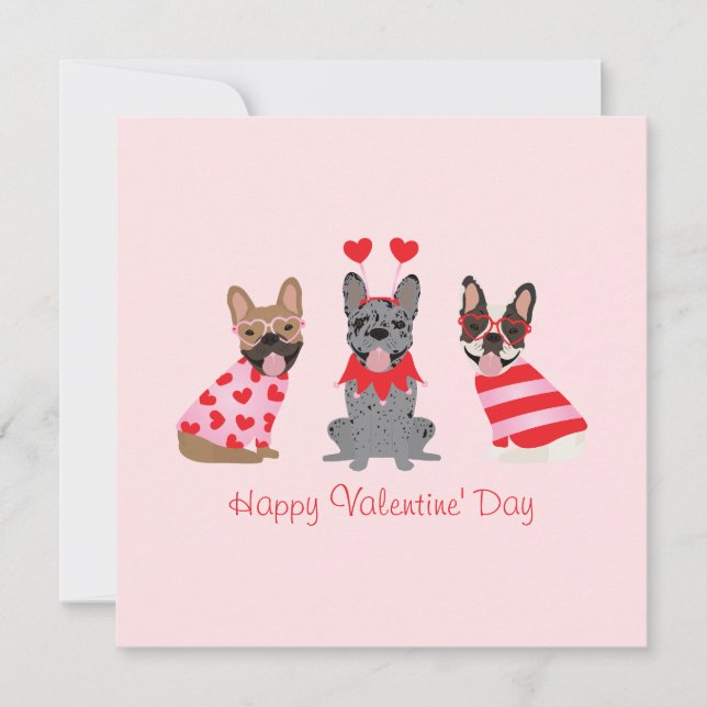 Happy Valentines Day French Bulldogs Karte (Vorderseite)
